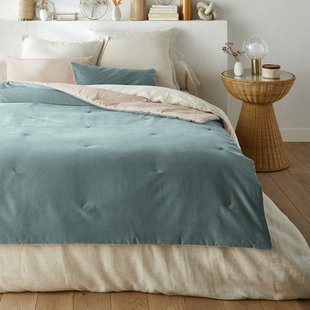 Gematelasseerd dekbed in effen fluwelen katoenen linnen, Velvet