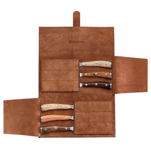Wusthof - Ikon Steakmessenset 6-delig + Lederen Messentas