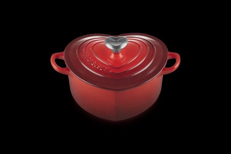 Le Creuset - Braadpan Hart in Geëmailleerd Gietijzer met RVS Hartjesknop