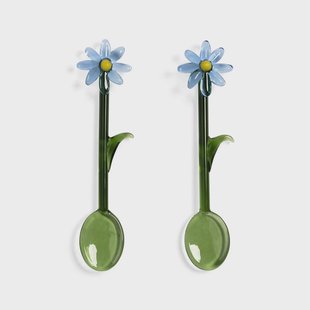 &Klevering - Lepel flora blauw set van 2