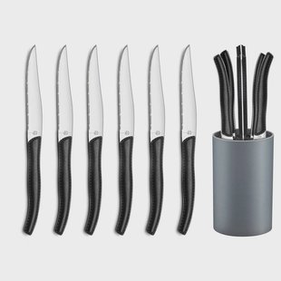 Lou Laguiole - Sky 6 Steakmessen + Messenblok - Zwart