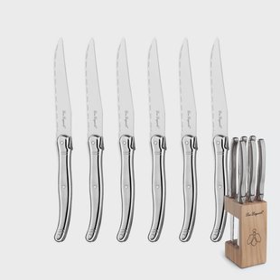 Lou Laguiole - Tradition 6 Steakmessen + Messenblok - Inox