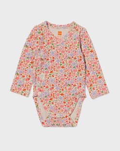 HEMA Newborn meegroei overslagromper LENZING™ ECOVERO™ rib bloemen ecru (ecru)