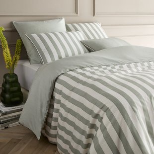 Gestreept dekbedovertrek in bio katoen/Lyocell Bleuenna