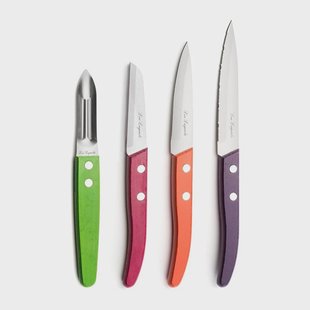 Lou Laguiole - Forest 4-delige Schilmessen set - Hout Gekleurd