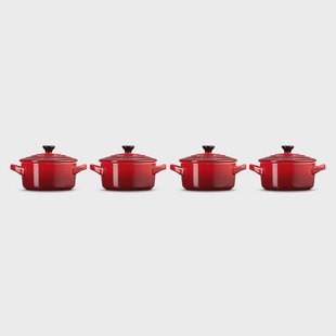 Le Creuset - Set van 4 Mini-Braadpannen Kersenrood 10cm 0,25l