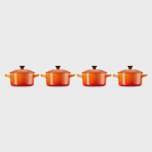 Le Creuset - Set van 4 Mini-Braadpannen Oranjerood 10cm 0,25l