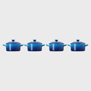 Le Creuset - Set van 4 Mini-Braadpannen Azure 10cm 0,25l