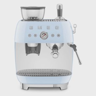 Smeg - Espressomachine | Pastelblauw | Jaren 50 | Handmatige espressomachine met geïntegreerde bonenmaler