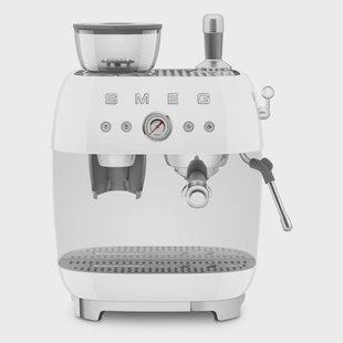 Smeg - Espressomachine | Wit | Jaren 50 | Handmatige espressomachine met geïntegreerde bonenmaler