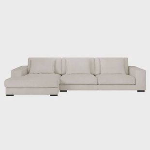 by fonQ Snug 3-zits Hoekbank met Chaise Longue Links - Crème