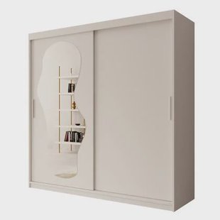 Meubella - Kledingkast Ulysses - Wit - 200 cm - Met spiegel