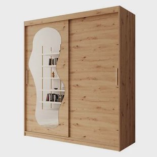 Meubella - Kledingkast Ulysses - Eiken - 180 cm - Met spiegel