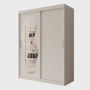 Meubella - Kledingkast Ulysses - Wit - 150 cm - Met spiegel