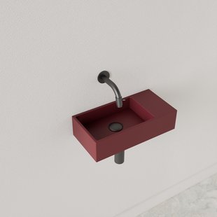 Fontein Gliss Design Nano 36x18x9 cm Zonder Kraangat Rechts Mat Wijn Rood