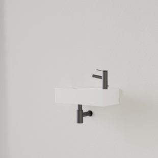 Fontein Gliss Design Nano 36x18x9 cm 1 Kraangat Rechts Hooglans Wit