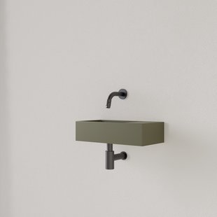 Fontein Gliss Design Nano 36x18x9 cm Zonder Kraangat Rechts Olijf Groen