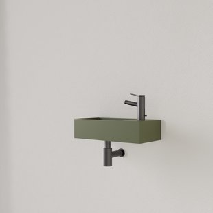 Fontein Gliss Design Nano 36x18x9 cm 1 Kraangat Rechts Olijf Groen