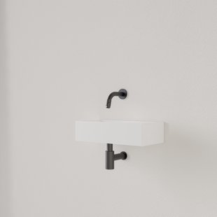 Fontein Gliss Design Nano 36x18x9 cm Zonder Kraangat Rechts Mat Wit