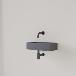 Fontein Gliss Design Nano 36x18x9 cm Zonder Kraangat Rechts Leigrijs