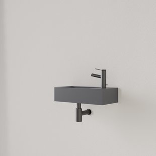 Fontein Gliss Design Nano 36x18x9 cm 1 Kraangat Rechts Leigrijs