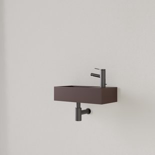 Fontein Gliss Design Nano 36x18x9 cm 1 Kraangat Rechts Choco Bruin