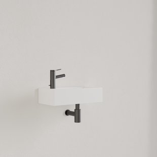 Fontein Gliss Design Nano 36x18x9 cm 1 Kraangat Links Hooglans Wit