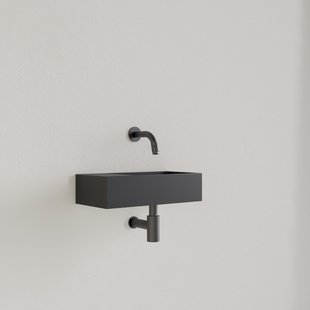 Fontein Gliss Design Nano 36x18x9 cm Zonder Kraangat Links Mat Zwart