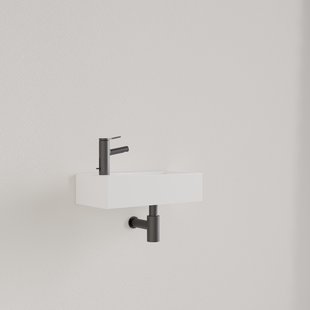 Fontein Gliss Design Nano 36x18x9 cm 1 Kraangat Links Mat Wit