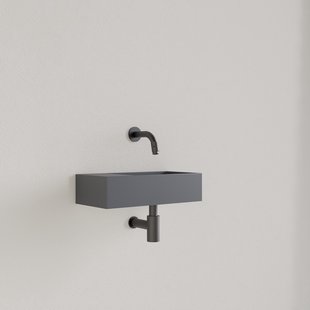 Fontein Gliss Design Nano 36x18x9 cm Zonder Kraangat Links Leigrijs