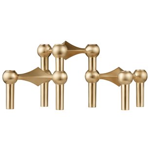 Stoff Nagel Stoff Nagel Kandelaar Set Van 3 Geborsteld Messing