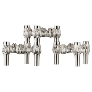 Stoff Nagel Quist Kandelaar Set Van 3 Geborsteld Chroom