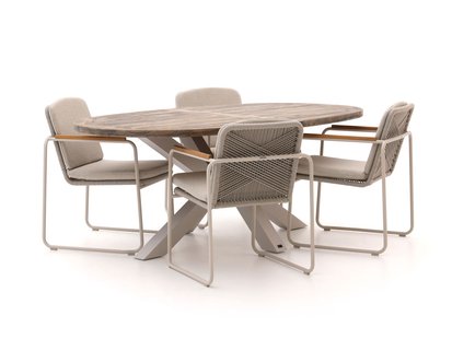 Bellagio Sordio/ROUGH-Y Ellips 200cm dining tuinset 5-delig stapelbaar - Laagste prijsgarantie!