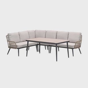 GI Allasio lounge-dining hoekset (5-delig) - Carbon black|Zand