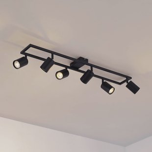 Lindby plafondspot Bravius, zwart, 6-lamps, ijzer