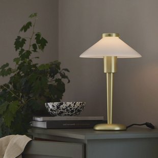 PR Home Tafellamp August, messingkleurig/opaal, 34 cm, metaal