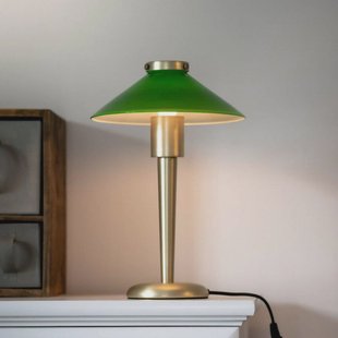 PR Home Tafellamp August, messingkleurig/groen, 34 cm, metaal