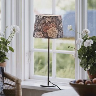 PR Home Tafellamp BASE DAHLIA, bruin, hoogte 58 cm, stof