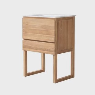 Tikamoon - Badkamermeubel Edgar van massief teakhout en keramiek 60 cm