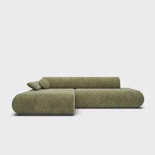 by fonQ Wisp Hoekbank met Chaise Longue Links met Slaapfunctie - Chenille - Olijfgroen