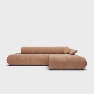 by fonQ Wisp Hoekbank met Chaise Longue Rechts met Slaapfunctie - Chenille - Terra