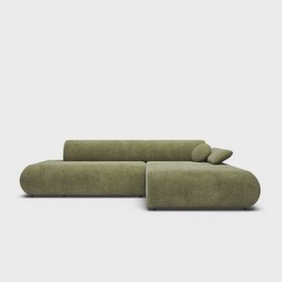 by fonQ Wisp Hoekbank met Chaise Longue Rechts met Slaapfunctie - Chenille - Olijfgroen