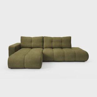 by fonQ Charme Hoekbank Links met Slaapfunctie - Chenille - Olijfgroen