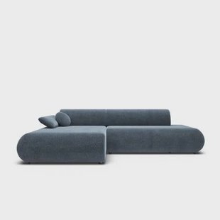 by fonQ Wisp Hoekbank met Chaise Longue Links met Slaapfunctie - Chenille - Marineblauw