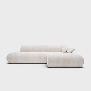 by fonQ Wisp Hoekbank met Chaise Longue Rechts met Slaapfunctie - Chenille - Greige