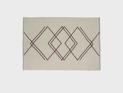 Hübsch - Rhomb Vloerkleed 120x180 White/Burgundy