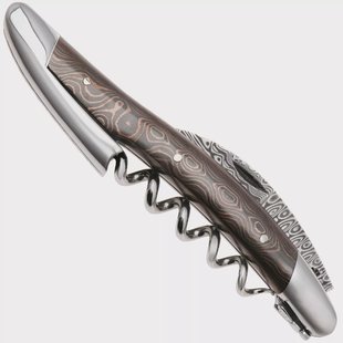 Forge de Laguiole 00008359, Munin Stainless Damascus, Hand Chiseled Bee, Fat Carbon Copper kelnersmes