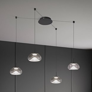 Fabas Luce LED hanglamp Brena, 4-lamps, helder, glas, CCT, dimbaar