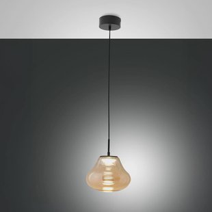 Fabas Luce LED hanglamp Deva, amber, glas, Ø 25 cm, CCT, dimbaar