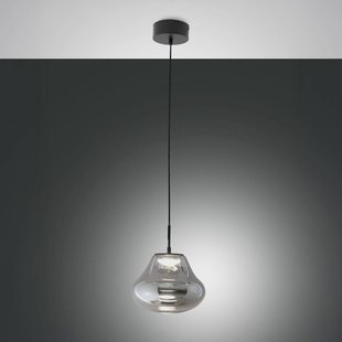 Fabas Luce LED hanglamp Deva, grijs, glas, Ø 25 cm, CCT, dimbaar